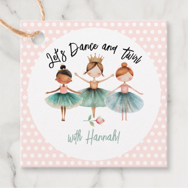 Étiquettes Cadeau Ballerina Ballet fille d'anniversaire (Devant)