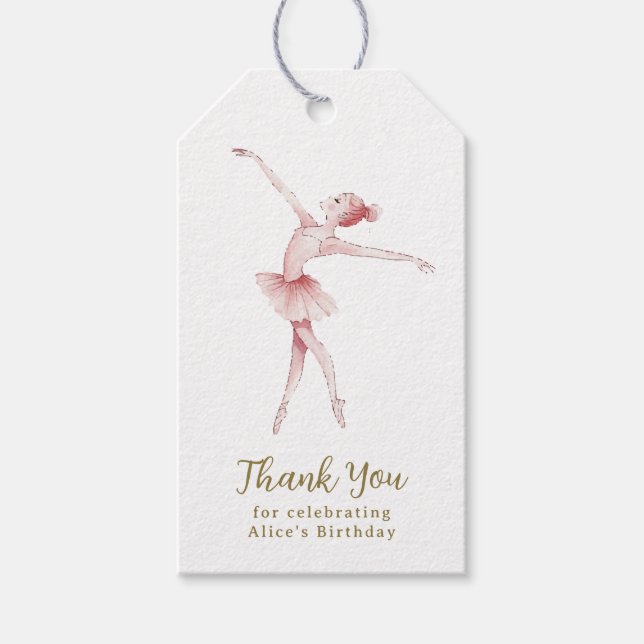 Étiquettes-cadeau Ballerina Centre Étape Anniversaire de fête Cadeau (Devant)