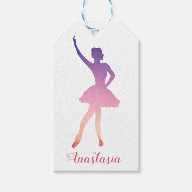 Étiquettes-cadeau Ballerina de nom personnalisé moderne (Devant)