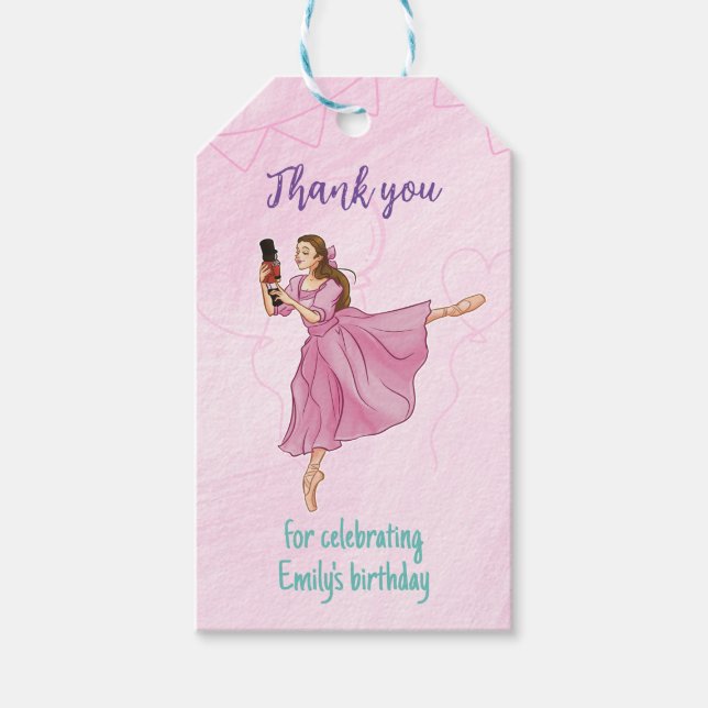Étiquettes-cadeau Ballerina Nutcracker Balley Anniversaire Nom (Devant)