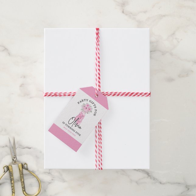Étiquettes-cadeau Ballerina rose adorable fête d'anniversaire (Avec de la ficelle)