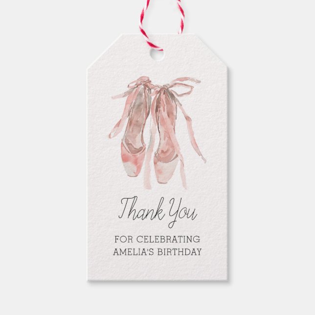Étiquettes-cadeau Ballerina Rose Ballet Chaussures Merci Anniversair (Devant)