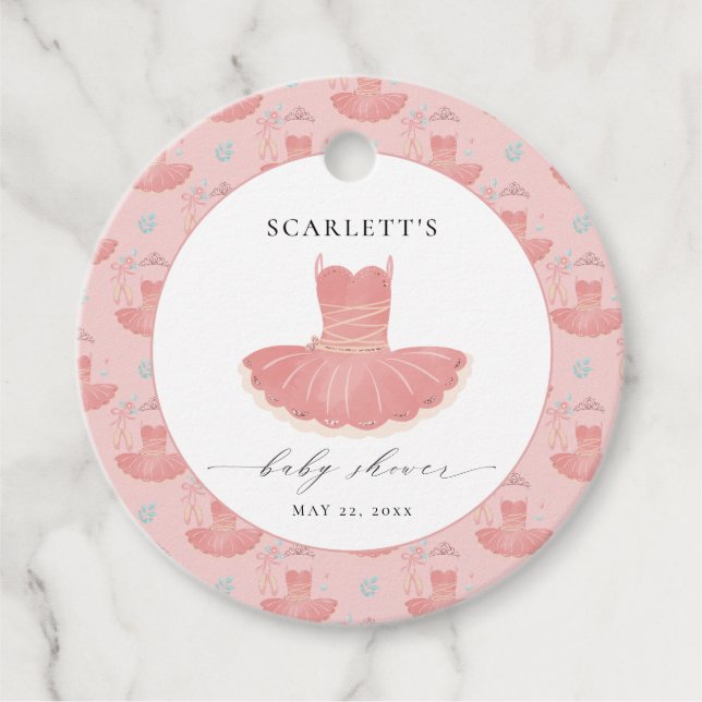 Étiquettes Cadeau Ballerina Tutu Bébé Rose mignonne Baby shower fill (Devant)