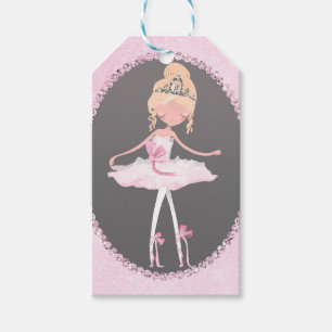 Étiquettes-cadeau Ballerine fête d'anniversaire Pink & Grey Couture