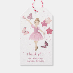 Étiquettes-cadeau Ballerine Mignonne Rose Merci