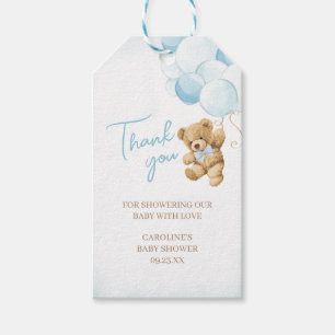 Étiquettes-cadeau Ballons bleu Teddy Bear Baby shower Favoriser Tags