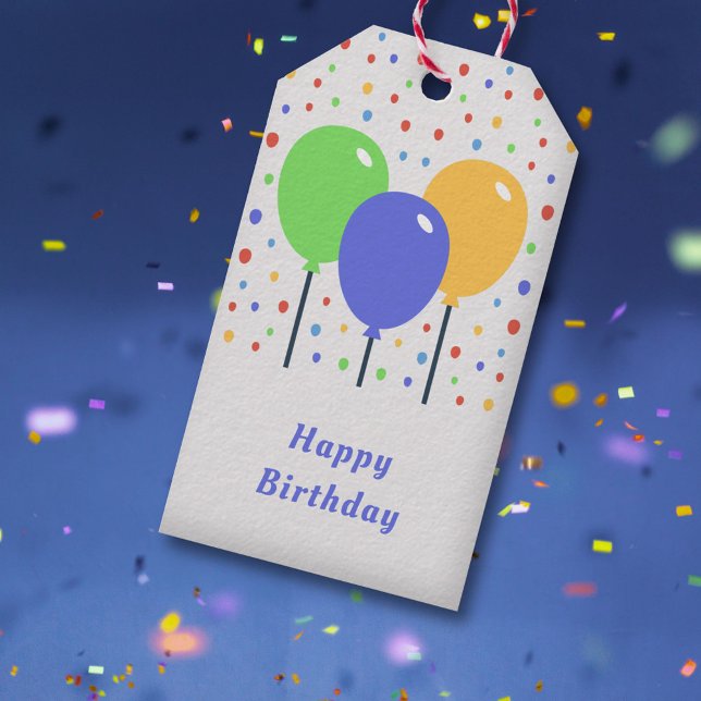 Étiquettes-cadeau Ballons colorés Anniversaire (Colored Balloons Birthday Gift Tags)