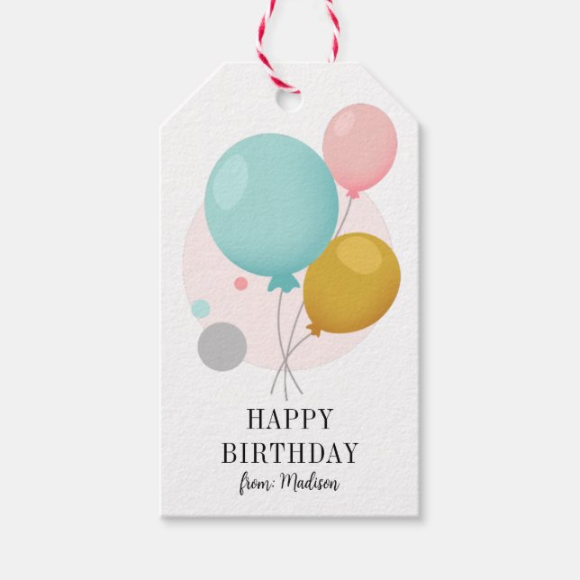 Étiquettes-cadeau Ballons colorés Personnalisé Joyeux Anniversaire (Devant)