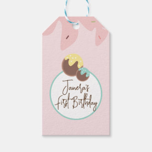 Étiquettes-cadeau Ballons Cute Cakepop Premier Anniversaire Froid