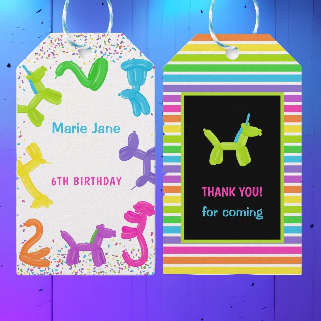 ÉTIQUETTES-CADEAU BALLONS D'ANNIVERSAIRE DE NEON (Créateur téléchargé)
