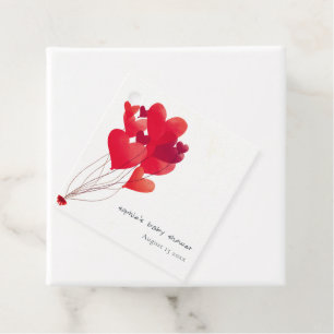 Étiquettes Cadeau Ballons de coeur rouge mignon Baby shower d'amour
