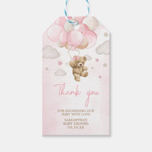 Étiquettes-cadeau Ballons de l'ours rose Boho Baby shower Favoriser