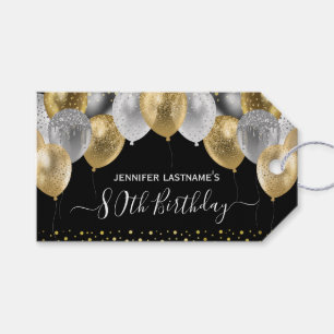 Étiquettes-cadeau Ballons de parties scintillant 80th Birthday Party