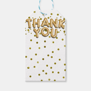 Étiquettes-cadeau Ballons dorés et points de confettis Merci Moderne