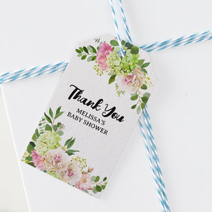 Étiquettes-cadeau Ballons verts hydrangea rose floral