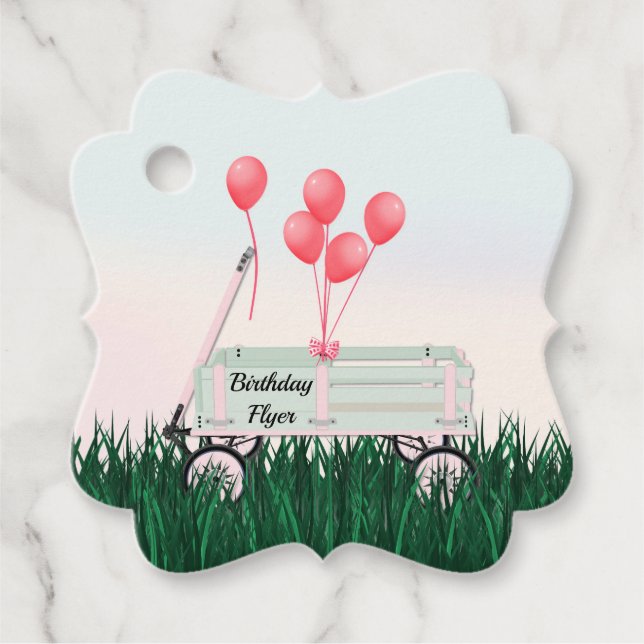 Étiquettes Cadeau Ballons Wagon Ballons d'anniversaire heureux pour  (Devant)