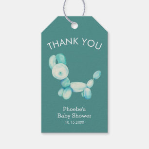 Étiquettes-cadeau Balloon Animal Baby Garçon Douche Merci