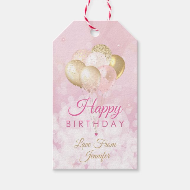 Étiquettes-cadeau Balloon de Parties scintillant d'anniversaire (Devant)