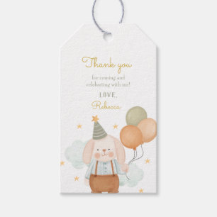Étiquettes-cadeau Baloons rose petit lapin Anniversaire