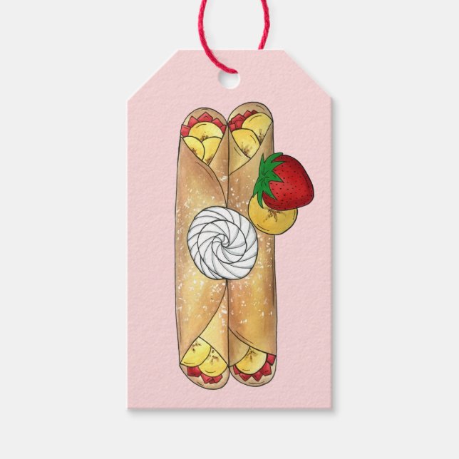 Étiquettes-cadeau Banana fraise Crêpes Cuisine française Crème (Devant)