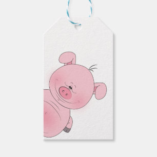 Étiquettes-cadeau Bande dessinée rose gaie de porc