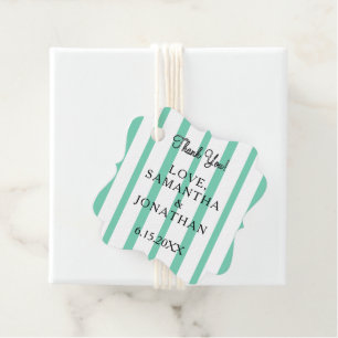 Étiquettes Cadeau Bandes blanches Vert écume de mer Plage de sable M