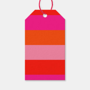 Étiquettes-cadeau Bandes roses chaudes et orange brillantes