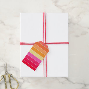 Étiquettes-cadeau Bandes roses, oranges et jaunes