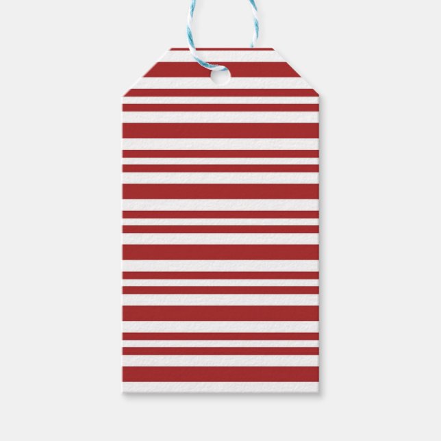 Étiquettes-cadeau Bandes rouges et blanches (Devant)