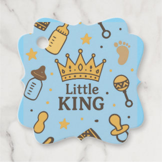 Étiquettes Cadeau "Bannière de Baby shower Little King - Blue & Gold