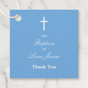 Étiquettes Cadeau Baptême Bleu élégant Merci Favoriser Tags