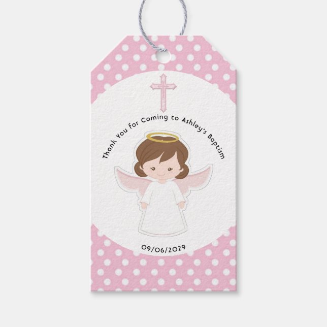 Étiquettes-cadeau Baptême d'ange doux Merci de la première communion (Devant)