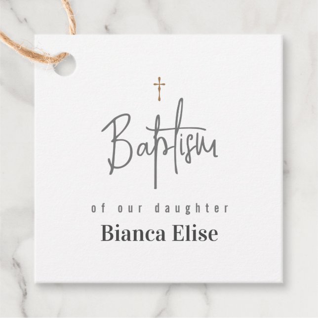 Étiquettes Cadeau Baptême Godparents Simple Moderne (Devant)