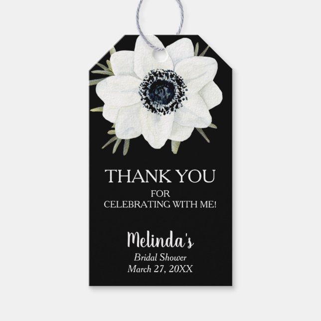 Étiquettes-cadeau Baptême Mariage Floral Aquarelle Anémone (Devant)