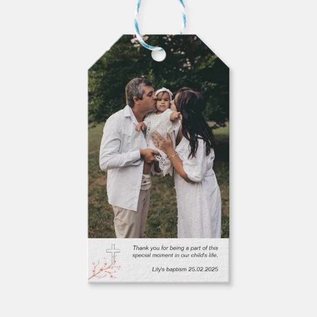 Étiquettes-cadeau Baptême personnalisé - Photo & Texte (Devant)