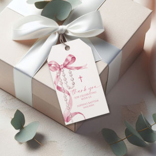 Étiquettes-cadeau Baptême Pink Bow Favoriser Gift Tag