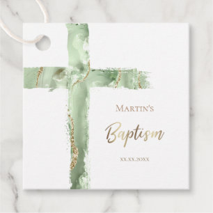 Étiquettes Cadeau Baptême vert agate saint croix faveurs tags