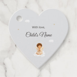 Étiquettes Cadeau Baptism Gift Tag for Boy with Angel | Personalized