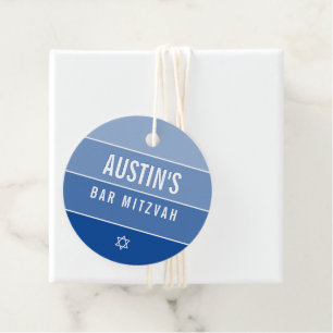 Étiquettes Cadeau BAR MITZVAH moderne bold ombre bloc royal bleu