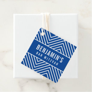 Étiquettes Cadeau BAR MITZVAH simple moderne géométrique bleu royal