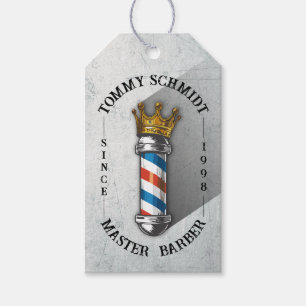 Étiquettes-cadeau Barber Hair Shop King Crown Barber Pole Hair Salon