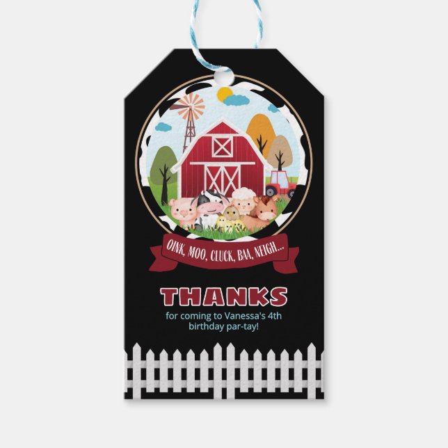 Étiquettes-cadeau Barnyard Birthday Favoriser Tags (Devant)