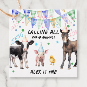 Étiquettes Cadeau Barnyard Farm Animaux 1er anniversaire