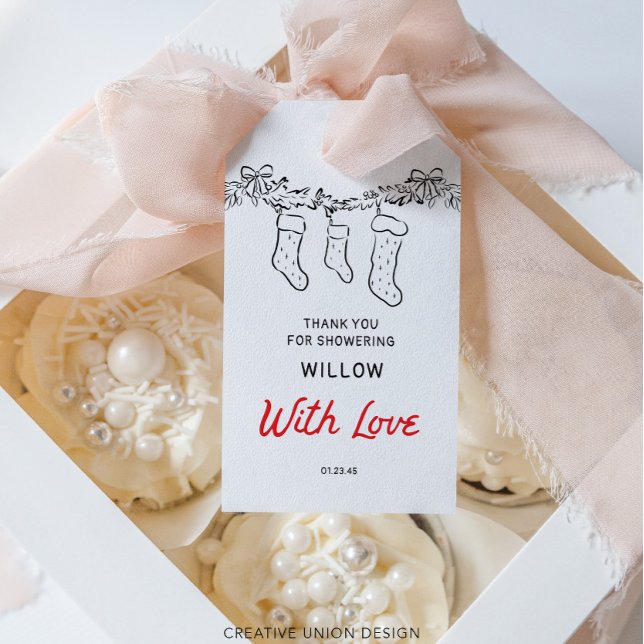Étiquettes-cadeau Bas tirés à la main Joyeux petit Baby shower (Créateur téléchargé)
