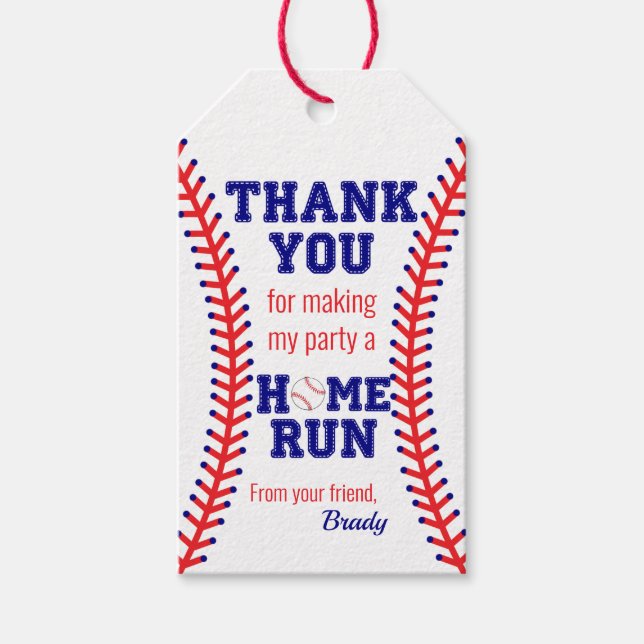 Étiquettes-cadeau Baseball fête d'anniversaire Sports Classic Merci (Devant)