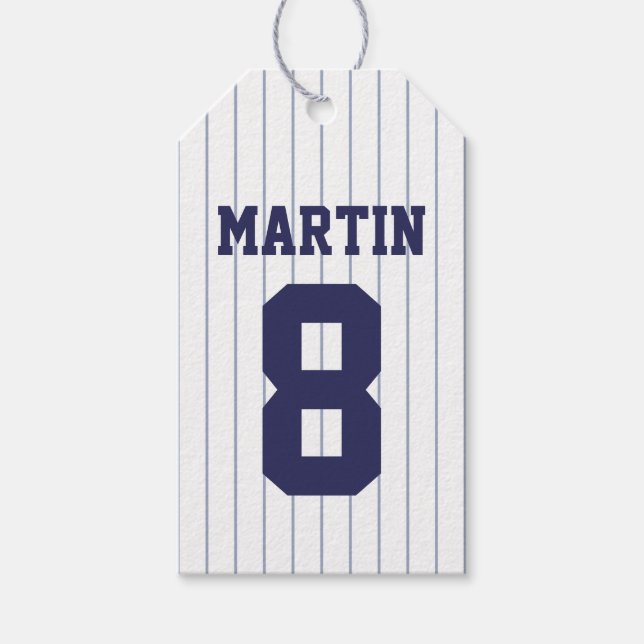 Étiquettes-cadeau Baseball Jersey - Sports Thème Anniversaire (Devant)