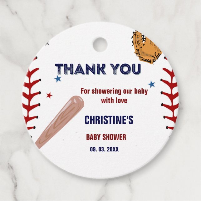 Étiquettes Cadeau Baseball Sport Baby shower fête Classique (Devant)