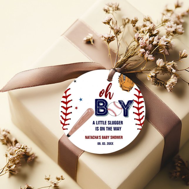 Étiquettes Cadeau Baseball Sports Petite salope Baby shower garçon (Créateur téléchargé)