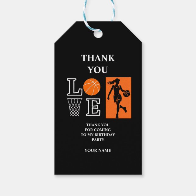 Étiquettes-cadeau Basketball Birthday Party, Basketball Player  (Devant)