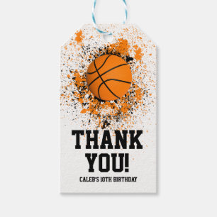 Étiquettes-cadeau Basketball Grunge Tache de Peinture Orange Noir Co